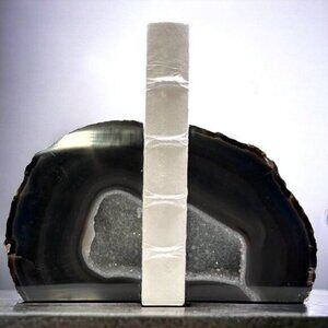 Geode Center Agate Crystal Bookends, Bookshelf Decor, Weighs Over 7+ lbs. (FH)